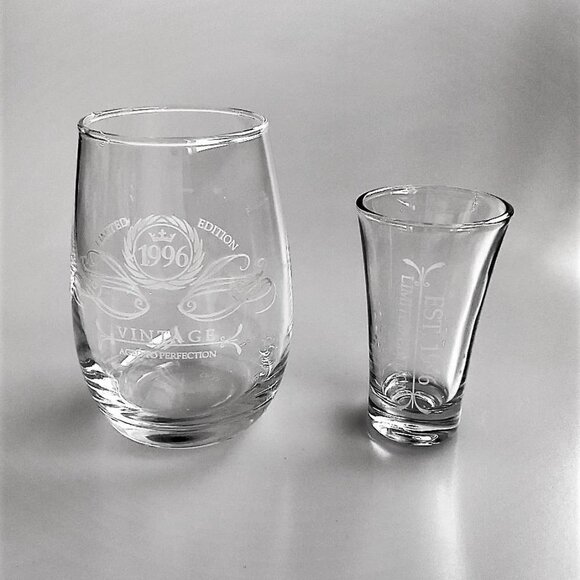 1996 WINE GLASS MATCHING SHOT GLASS PARIS PRODUCTS LIMITED EDITION - Picture 5 of 11